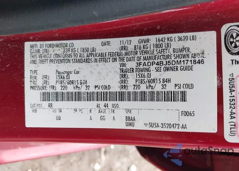 2013 Ford Fiesta Se z USA, uszkodzony, nr VIN 3FADP4BJ5DM171846